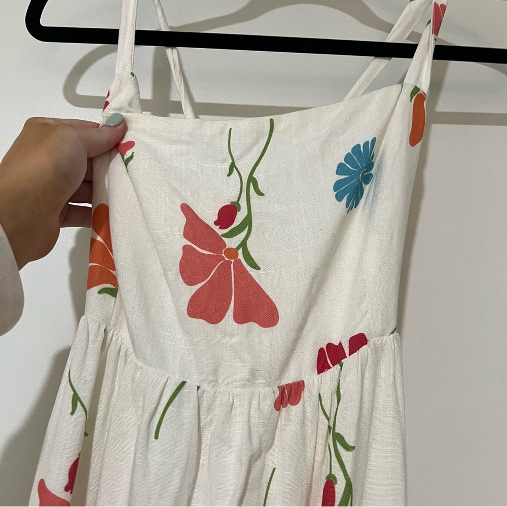 Petal & Pup White Maxi Dress with Red and Teal Floral Print - Picture 6 of 11